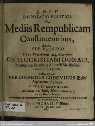Disputatio politica de mediis rempublicam constituentibus