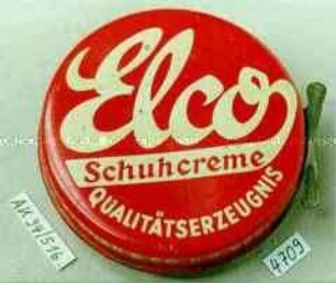 Blechdose mit Deckelheber für "Elco Schuhcreme QUALITÄTSERZEUGNIS"