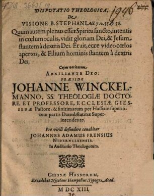 Disp. theol. de visione B. Stephani