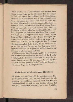 Hitlerdeutschland - das neue Mittelalter