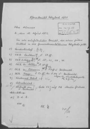 Dörzbach: Visitationsbericht mit Pfarrbericht 1951