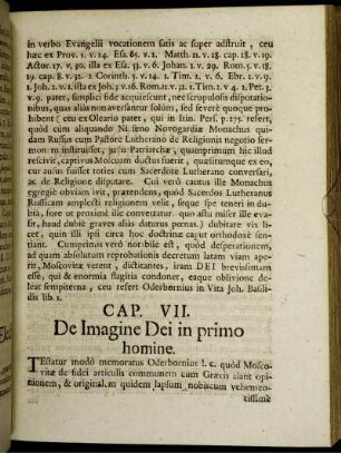 Cap. VII. De Imagine Dei in primo homine.