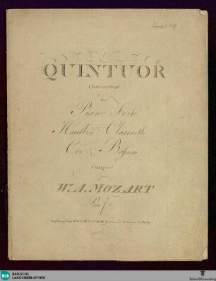 Quintuor concertant pour piano forte, hautbois, clarinette, cor & basson