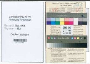 Entnazifizierung Wilhelm Decker , geb. 24.04.1887 (Kaufmann)