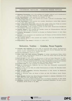 Stickereien, Textilien – Gobelins, Perser-Teppiche (Nr. 241-286)