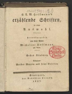 Bändchen 1: Meister Martin und seine Gesellen : Eine Erzählung