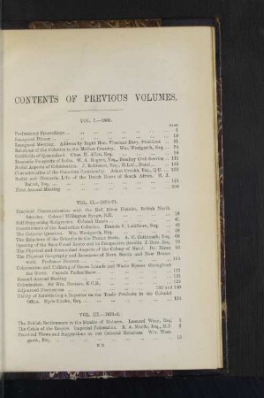 List of Papers published in previous Volumes.