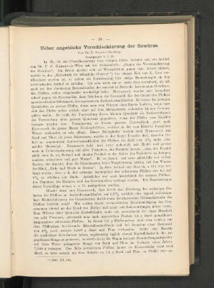 Ueber angebliche Verschlechterung der Gewürze.