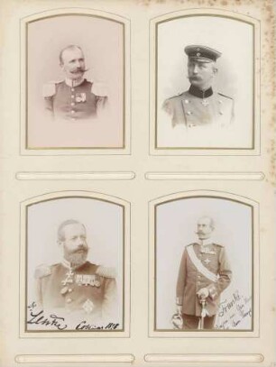 links oben: Unbekannt (Uniformierter) rechts oben: Unbekannt (Uniformierter) links unten: "Dr. Lentze (?)" (Uniformierter) rechts unten: "Major Franke" (Uniformierter)