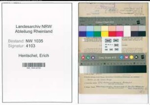 Entnazifizierung Erich Hentschel , geb. 02.02.1906 (Schlosser)