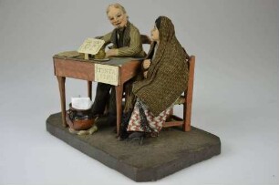 Szene/Diorama mit Genrefiguren "Schreiber mit Frau"
