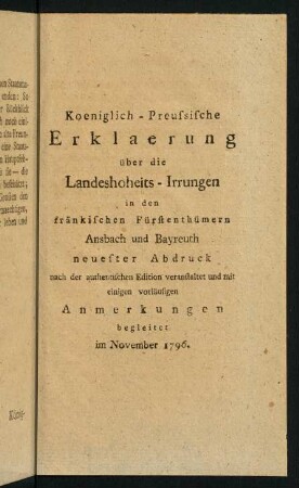 63-136, III. Diese Königliche Erklärung nebst einigen vorläufigen Anmerkungen [...]