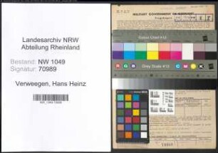 Entnazifizierung Hans Heinz Verweegen , geb. 17.04.1917 (Ingenieur)