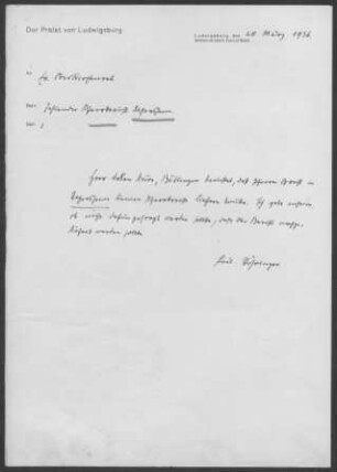 Dagersheim: Bemerkung zur Visitation mit Pfarrbericht 1935