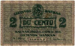 Geldschein, 2 centų, 1922