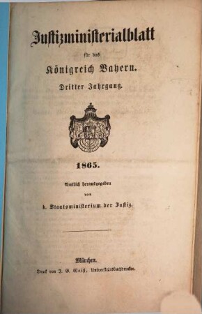 Justizministerialblatt für den Freistaat Bayern. 3. 1865