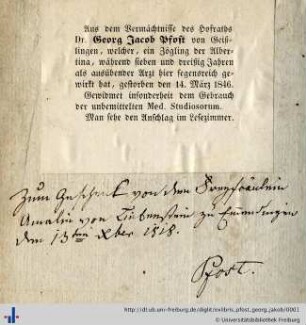 [Provenienz]: Pfost, Georg Jakob