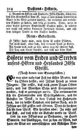 Historie vom Leiden und Sterben unsers HErrn und Heylandes JEsu Christi