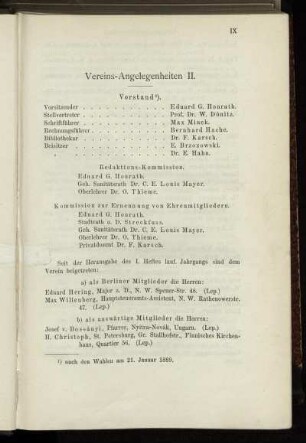 Vereins-Angelgenheiten II.