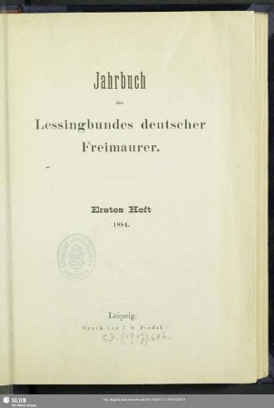1.1884: Jahrbuch des Lessingbundes Deutscher Freimaurer