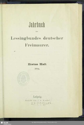 1.1884: Jahrbuch des Lessingbundes Deutscher Freimaurer