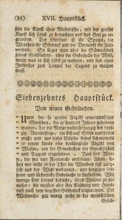 Siebenzehntes Hauptstück. Von neuen Gebräuchen.