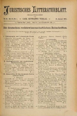 Juristisches Literaturblatt, 3. 1891