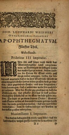 Teutsche Apophthegmata das ist Der Teutschen Scharfsinnige kluge Sprüche : In zwei Teil, 5
