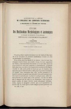 Étude Des Modifications Morphologiques et Anatomiques De Thalles De Marchantia Et De Lunularia Obtenues Expérimentalement
