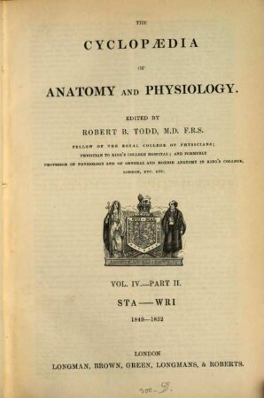 The Cyclopaedia of Anatomy and Physiology, 4,2. Sta - Wri. - 1849 - 1852