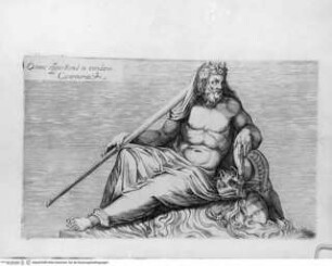 Antiquarum statuarum urbis Romae, quae in publicis privatisque locis visuntur, icones. Romae. Ex typis Laurentii Vaccarii... MDLXXXIIII., Tafel [15]: Oceani effigies Romae in viridario Cesarinorum (nach der Antike)