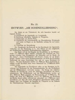 No. 10. Entwurf: "Am Hohenzollernring"