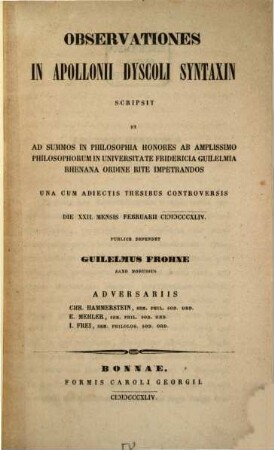 Observationes in Apollonii dyscoli syntaxin