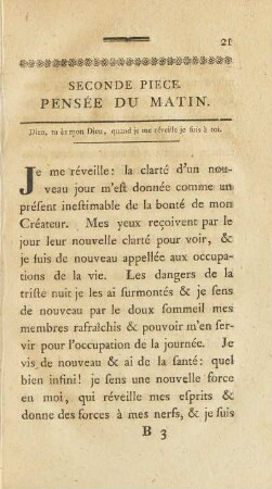 Seconde Piece. Pensée Du Matin