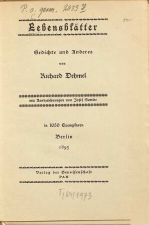 Lebensblätter : Gedichte und Anderes