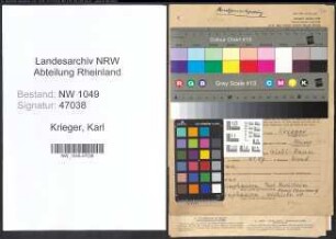Entnazifizierung Karl Krieger , geb. 03.03.1898 (Verwaltungsangestellter)