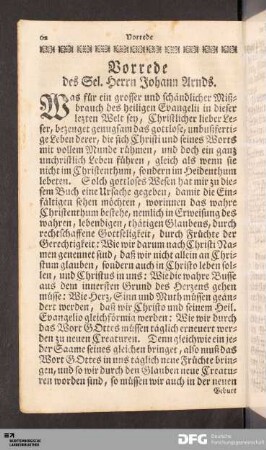 Vorrede des Sel. Herrn Johann Arnds.