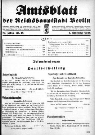 1938,45: Nr. 45, 6. November 1938