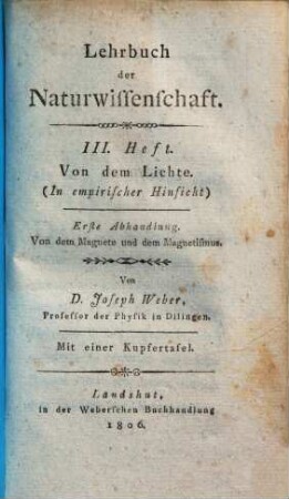 Lehrbuch der Naturwissenschaft, 2. Von der Materie