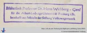 [Provenienz]: Wehberg, Hans