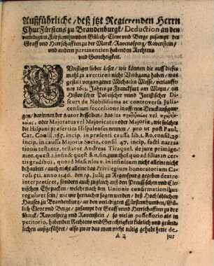 Klare ... gegründete ... Deduction deß ... Chur-Fürstens zu Brandenburgk, an den verledigten Fürstenthumben Gülich, Cleve und Berg ... habenden Rechtens und Gerechtigkeit