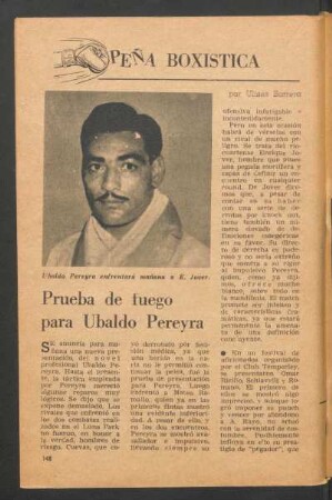 Prueba de fuego para Ubaldo Pereyra : Peña Boxística