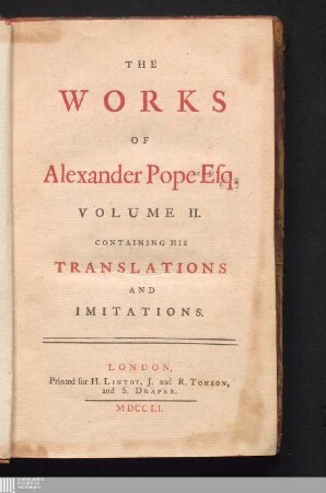 Volume II.: Containing His Translations And Imitations