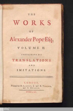 Volume II.: Containing His Translations And Imitations