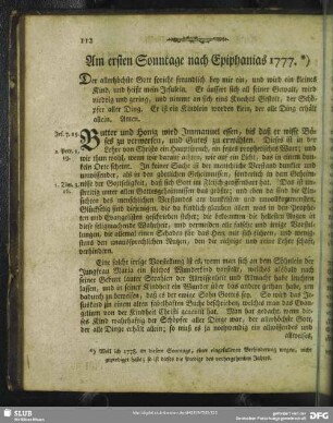 Am ersten Sonntage nach Epiphanias 1777