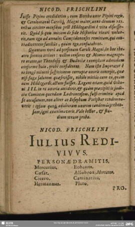 Nicod. Frischlini Julius Redivivus