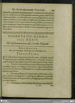 Dissertatio Harmonica XXXIV. De Inflammatione, & Scirrho Hepatis