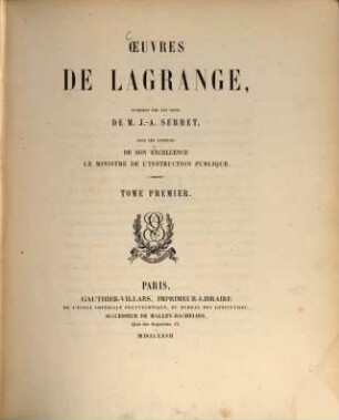 Œuvres de Lagrange, 1