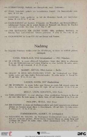 Nachtrag (Nr. 505 - 519)