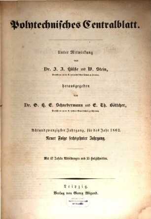 Polytechnisches Centralblatt. 28. 1862 = NF Jg. 16